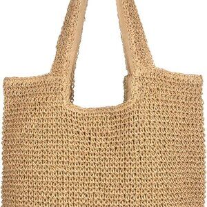 Beach Shoulder Bag Handwoven Straw Large Capacity Summer Sea Casual Tote